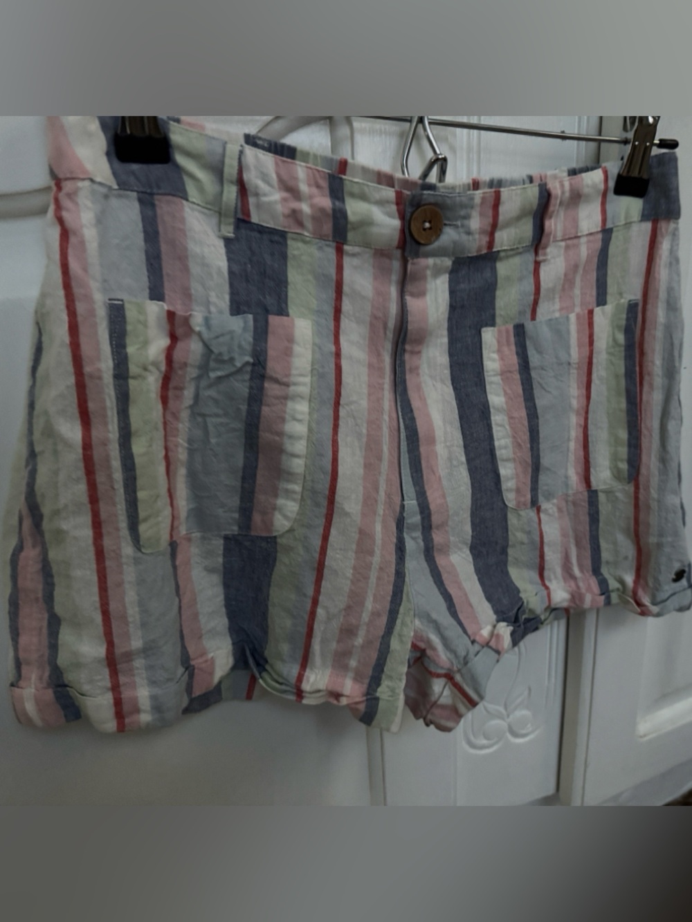 Roxy Pastel Striped Cargo Shorts in Pink, Blue & Cream